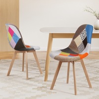 2x Artiss Dining Chairs Fabric Seat Wooden Legs For Living Room Office