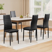 4x Artiss Black Dining Chairs Leather Seat For Living Room Office