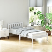 Artiss Bed Frame Single Size Wooden White SOFIE