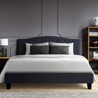 Upholstered Fabric Double Queen King Single Lars Bed Frame With Headboard