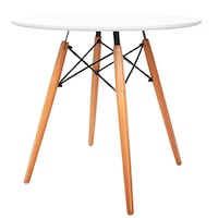 Artiss Dining Table Round Replica DSW Eiffel Cafe Kitchen Wood White 80cm