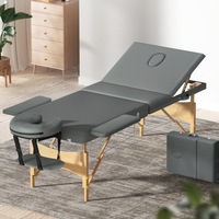3 Fold Zenses Massage Table Wooden Beauty Bed 75cm Portable Grey