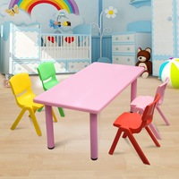 120x60cm Kid's Adjustable Rectangle Pink Table & 4 Mixed Chairs Set