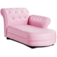 Kids Sofa Princess Chaise Children Toddler Lounge with Embedded Crystal Pink color