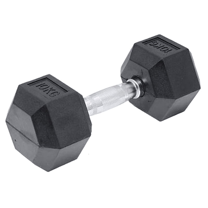 10KG Commercial Rubber Hex Dumbbell Gym Weight Australia
