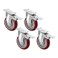 4 X 5" Heavy Duty 400kg Swivel Castor Wheels Trolley Furniture Caster All Brake