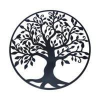 Black Tree of Life Wall Art Hanging Metal Iron Sculpture Garden 60cm