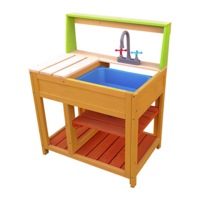 Childrens Outdoor Play Mud Kitchen Sand Pit with Display Shelf