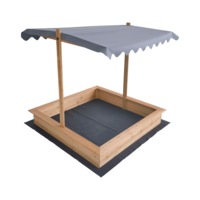 Kids Wooden Toy Sandpit with Adjustable Canopy