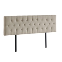Linen Fabric King Bed Deluxe Headboard Bedhead - Beige