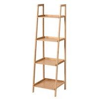 Takara Kusa 5-Tier Natural Bamboo Ladder Display Shelf Stylish Tan Storage Shelf 40x38x135cm
