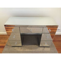 Mirrored 7 Drawer Vanity Dressing Table in Silver