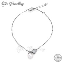 Crystal Pearl Anklet (White Gold)