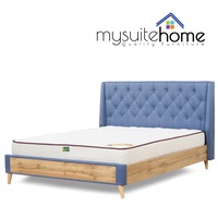 Charlie Blue Fabric Double Size Bed Frame