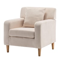 Addie Linen Armchair with Cushion Cream White