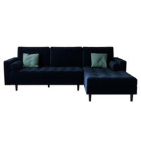 Claude 3 Seater Velvet Sofa With Chaise Navy Blue