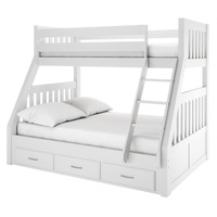 Cornelia Solid Pine Triple Bunk Bed w/ Storage White
