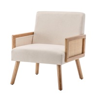 Corrie Rattan Accent Armchair with Fabric Cushion Cream White