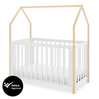 Damaris Natural Pine Baby Nursery House Cot - White Natural White Natural