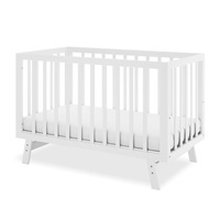 Eudora Adjustable Solid Pine Baby Nursery Cot - White White