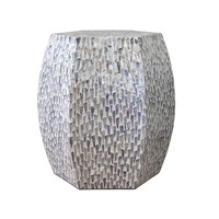 Lien 44cm Mother of Pearl Inlay Side Table Pale Blue