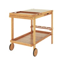 Maiden Solid Timber Trolley Table w/ Tray & Drawer - Natural