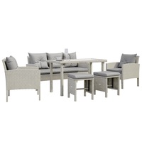 Vero 7 Seater Wicker Outdoor Sofa Dining Set Warm Grey