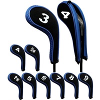 10 x Blue Zipper Golf Iron Cover Head Covers Wedge Protection Iron Set