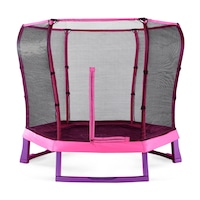 Plum Play 7ft Kids Junior Trampoline with Enclosure Net in Pink