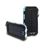 Maxxlee 2x BLUE 10000mAh Solar Power Bank Dual USB Battery Charger Portable Torch Light Compass