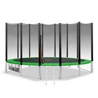 12ft Round Spring Trampoline Free Safety Outer Net+pad+mat+ladder+basketball Set Green