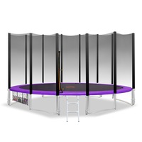 12ft Round Spring Trampoline Free Safety Outer Net+pad+mat+ladder+basketball Set Purple