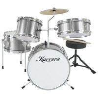 Karrera Childrens 4 Piece Drum Kit Set - Silver