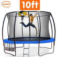 Kahuna 10ft Round Trampoline Safety Net Spring Pad Cover Mat Free Ladder Basketball Set Blue