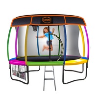Kahuna 14ft Trampoline Free Safety Net Spring Rainbow Pad Roof Mat Basketball- Rainbow