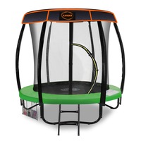 Kahuna 6ft Trampoline with Roof Cover Pad Mat Net Ladder Outdoor Round - Green