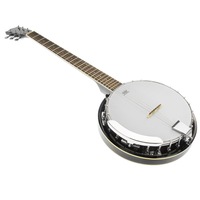 Karrera 6 String Bluegrass Resonator Banjo Guitar Gloss Black Bag
