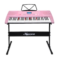 Karrera 61 Keys Electronic LED Piano Keyboard with Stand - Pink