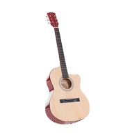 Karrera 40in Acoustic Cutaway Guitar Bag Strings Picks Winder Strap Natural