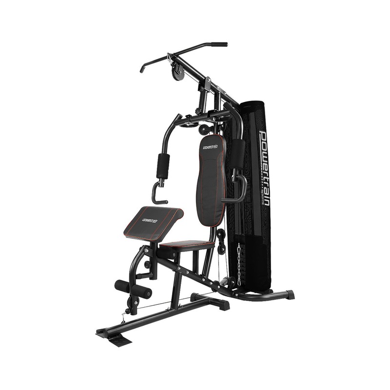 Powertrain Multi Station Home Gym with 68kg Weights Preacher Curl Pad Australia