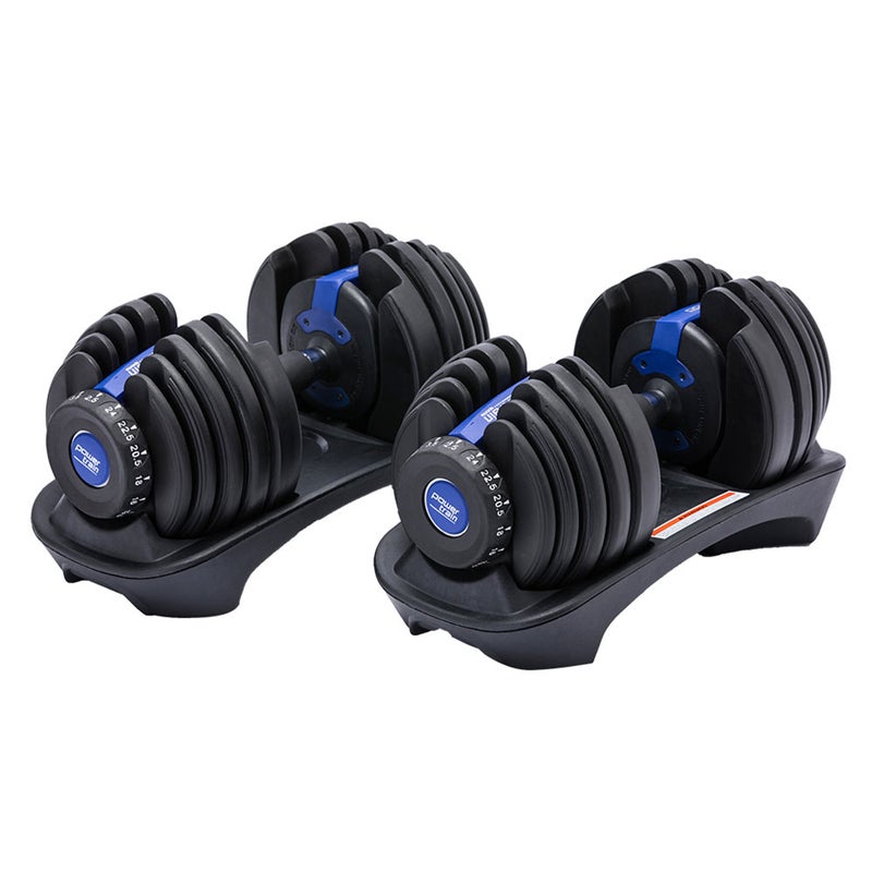 Powertrain 48kg Adjustable Dumbbell Set Home Gym Exercise Equipment Weights Blue Australia