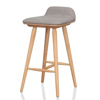 Finn 65cm Fabric Bar Stool - Grey - Natural