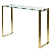 Freder Glass Console Table - Brushed Gold Base
