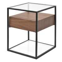 Norman Scandinavian Metal Frame Side Table - Walnut