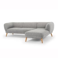 Regina 3 Seater Right Chaise Fabric Sofa - Graphite Grey