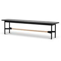 Veronica 1.8m Black Wooden Bench - Natural Footrest