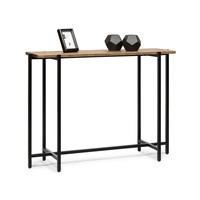 Narrow Iron Hallway Console Table with Textured Gold Top