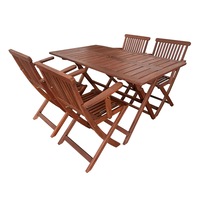 Island Rectangular Folding Table and Armchairs Setting 5pc