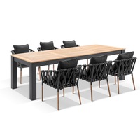 Balmoral 2.5m Outdoor Teak and Aluminium Dining Table with Cove Rope Chairs - Outdoor Dining Settings