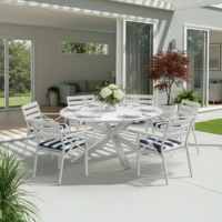 Houston Outdoor 1.5m Round Aluminium Dining Setting with 6 Kansas Chairs - Outdoor Aluminium Dining Settings